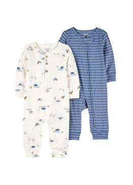 Mavi Erkek Bebek Tulumlu Set