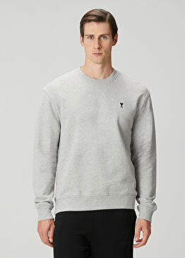 Gri Logo Nakışlı Sweatshirt