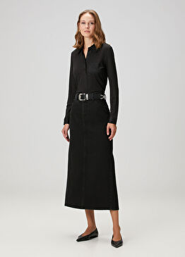 Midi Denim Kalem Etek