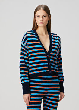 Çok Renkli Çizgili Triko Hırka