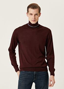 Bordo Balıkçı Yaka Yün Kazak