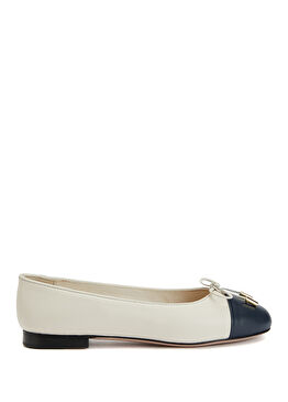 Lacivert Bej Kadın Deri Babet