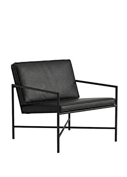 Minimal Siyah Deri Berjer