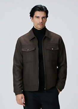 Haki Yün Karışımlı Mont