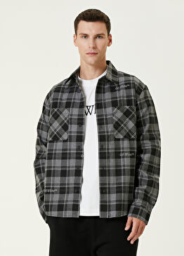 Siyah Gri Ekose Desenli Dış Gömlek