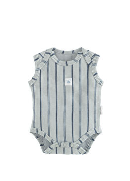 Under The Sea Kolsuz Çizgili Gri Erkek Bebek Body