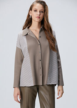 Koyu Vizon Dokuma Garnili Hırka