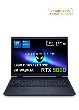 Alienware 16 Aurora Intel Core 7-240H 32GB DDR5 2TB SSD RTX5060 8GB 16" 2K WQXGA 120Hz WVA W11 Home Gaming Laptop AC16250-C716156Wv2