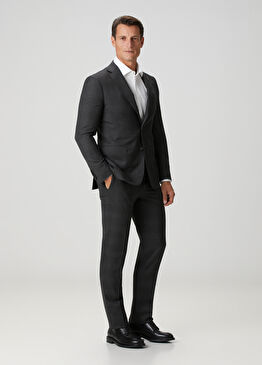 Vicenza Koyu Gri Ekose Desenli Yün Takım Elbise