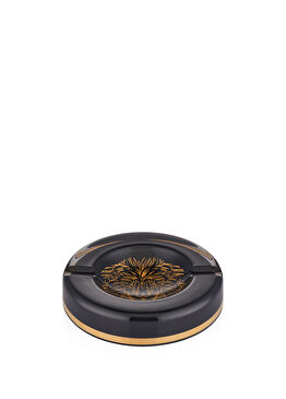 Leo Siyah 24 Ayar Altın Yaldızlı Cam Dekoratif Puro Küllüğü