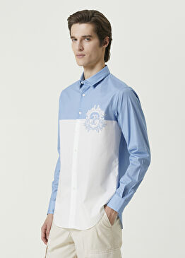 Açık Mavi Logo Detaylı Gömlek