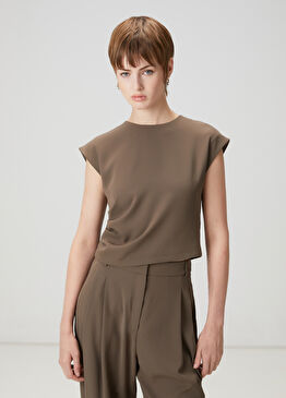 Koyu Vizon Drape Detaylı Bluz