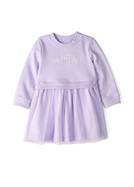 Mor Uzun Kollu Kız Bebek Elbise