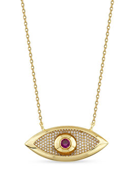 Ruby Eyeshot 24 Ayar Altın Kaplama Kadın Kolye