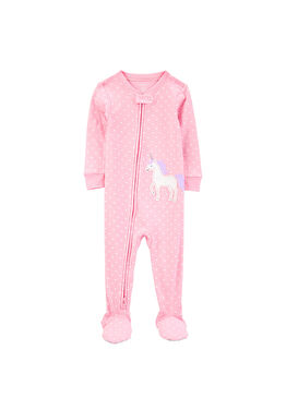 Pembe Unicorn Desenli Kız Bebek Uyku Tulumu