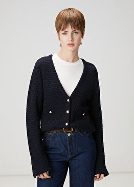 Lacivert Yün Triko Ceket
