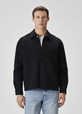 Koyu Lacivert Yün Dış Gömlek