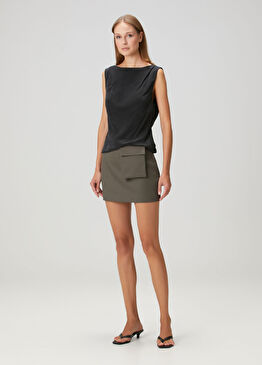 Koyu Yeşil Mini Yün Etek