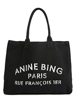 Leo Tote Siyah Kadın Kanvas Alışveriş Çantası