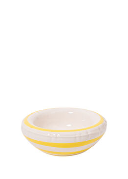 Stripes Lisa Lemon Açık Sarı Seramik Dekoratif Kase 19 cm
