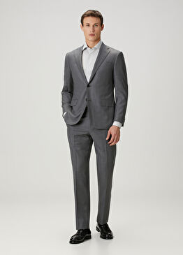 Açık Gri Yün Takım Elbise