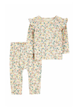 Layette Çiçek Desenli Kız Bebek 2'li Set 