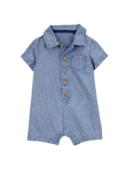 Mavi Kısa Kollu Erkek Bebek Tulum