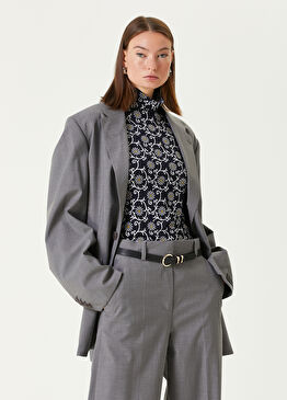 Oversized Gri Yün Kimono Blazer