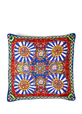 Medium Colorblocked Desenli İpek Dekoratif Yastık