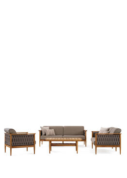 Girift Gri Iroko Bahçe Koltuk Takımı