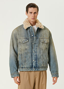 Mavi Shearling Detaylı Denim Mont