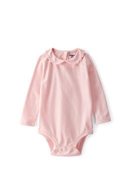 Pembe Fistolu Yaka Uzun Kollu Kız Bebek Çıtçıtlı Body