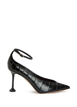 Strong Siyah Deri Topuklu Ayakkabı