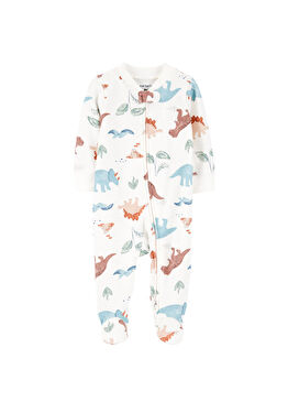 Ekru Pamuklu Patikli Erkek Bebek Uyku Tulumu