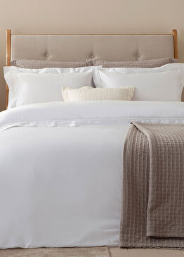 Glad Beyaz Soğuk Gri Pamuklu King Size Nevresim Seti 230 x 220 cm