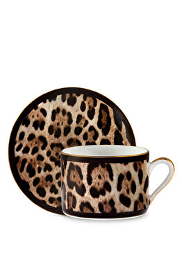 Leopar Desenli Porselen Çay Fincanı