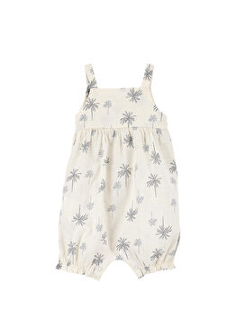 Renkli Desenli Askılı Kız Bebek Kısa Tulum