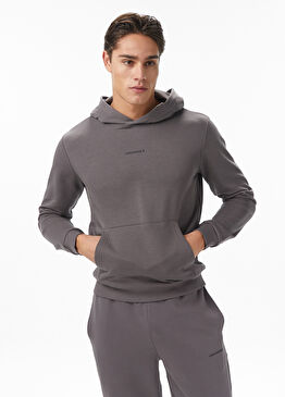 Gri Kapüşonlu Erkek Sweatshirt