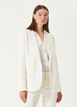Voyage Krem Tek Düğmeli Blazer
