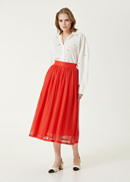 Kırmızı Midi Etek