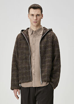 Kahverengi Kapüşonlu Yün Triko