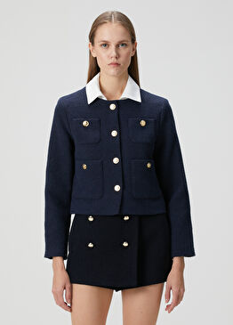 Vondine Lacivert Tweed Ceket