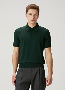 Yeşil Polo Yaka Kısa Kollu Triko