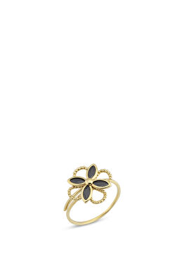 Black Flower 14 Ayar Altın Kadın Yüzük
