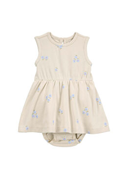 Çiçek Desenli Bodyli Kız Bebek Elbise