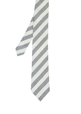 Krem Lacivert Keten Kravat