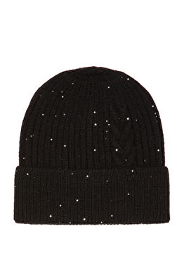 Siyah Kadın Yün Karışımlı Bere