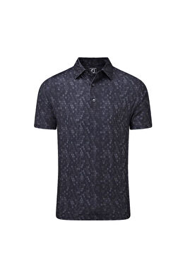 Koyu Gri Dijital Kamuflaj Baskılı Polo Yaka Kısa Kollu Erkek Golf T-Shirt