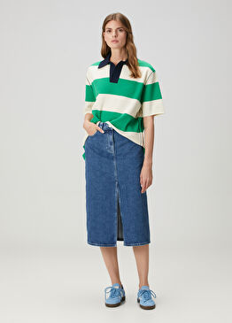 Mavi Midi Denim Etek