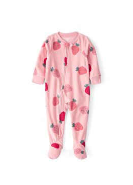 Pembe Polar Uzun Kollu Kız Çocuk Patikli Tulum